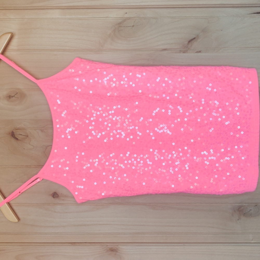 Never Worn Justice Bright Pink Tank Top with Sequins